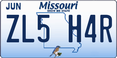 MO license plate ZL5H4R