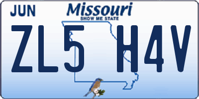 MO license plate ZL5H4V