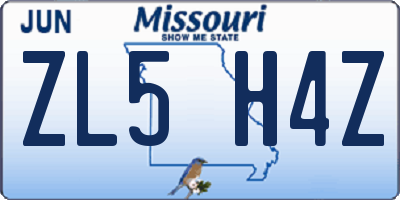 MO license plate ZL5H4Z