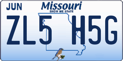 MO license plate ZL5H5G