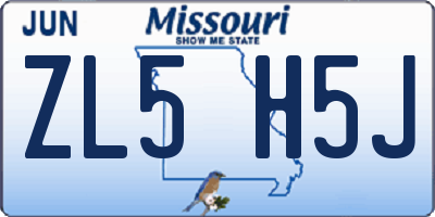 MO license plate ZL5H5J