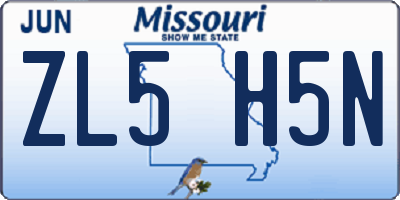 MO license plate ZL5H5N