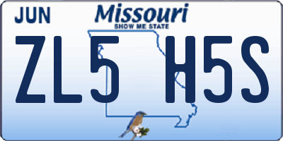 MO license plate ZL5H5S