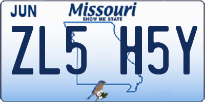 MO license plate ZL5H5Y