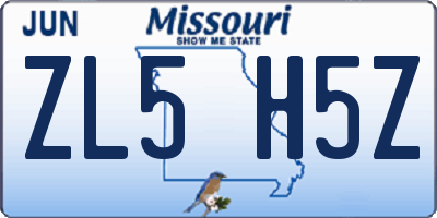 MO license plate ZL5H5Z