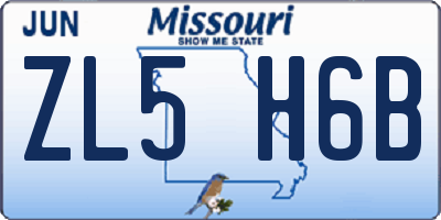 MO license plate ZL5H6B