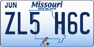 MO license plate ZL5H6C
