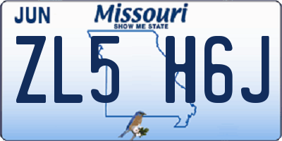 MO license plate ZL5H6J