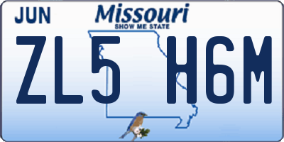 MO license plate ZL5H6M