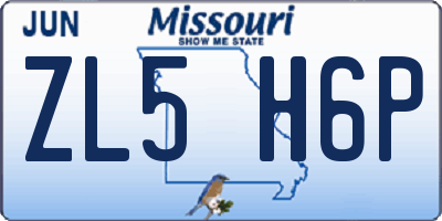 MO license plate ZL5H6P
