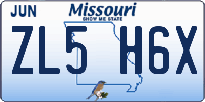 MO license plate ZL5H6X