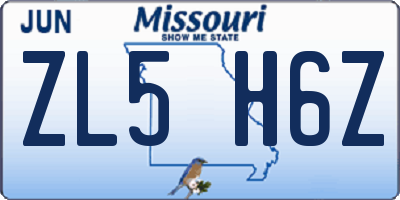 MO license plate ZL5H6Z
