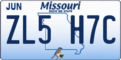 MO license plate ZL5H7C