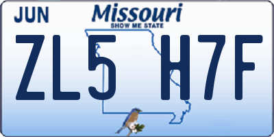 MO license plate ZL5H7F