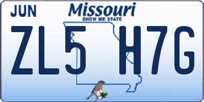 MO license plate ZL5H7G