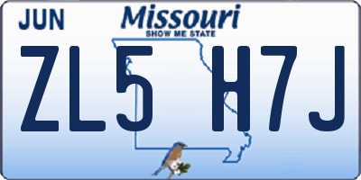 MO license plate ZL5H7J
