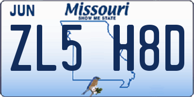 MO license plate ZL5H8D