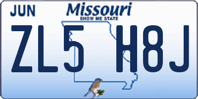 MO license plate ZL5H8J