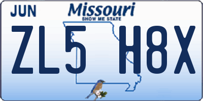 MO license plate ZL5H8X