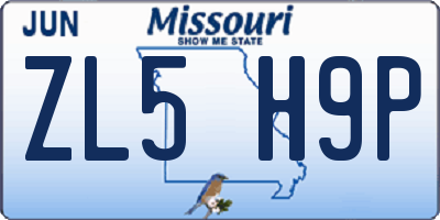MO license plate ZL5H9P