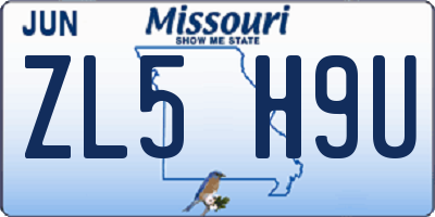 MO license plate ZL5H9U