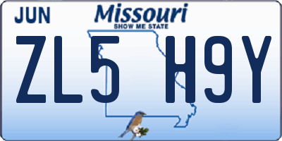 MO license plate ZL5H9Y