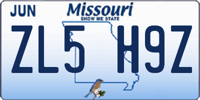 MO license plate ZL5H9Z