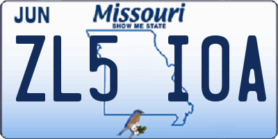 MO license plate ZL5I0A