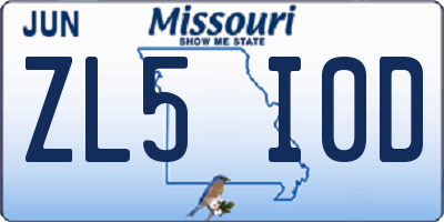 MO license plate ZL5I0D