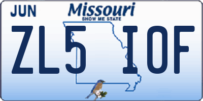 MO license plate ZL5I0F