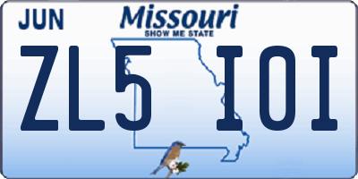MO license plate ZL5I0I