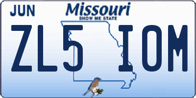 MO license plate ZL5I0M