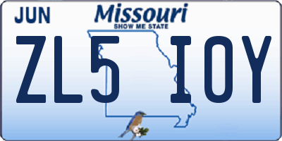 MO license plate ZL5I0Y