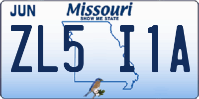MO license plate ZL5I1A