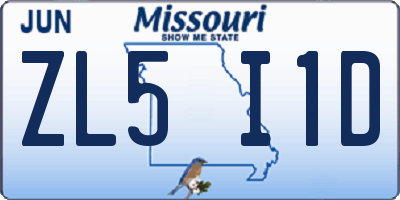 MO license plate ZL5I1D