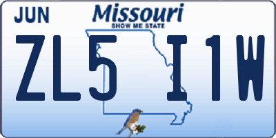 MO license plate ZL5I1W