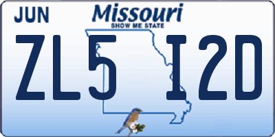 MO license plate ZL5I2D