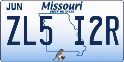 MO license plate ZL5I2R