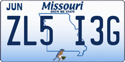 MO license plate ZL5I3G