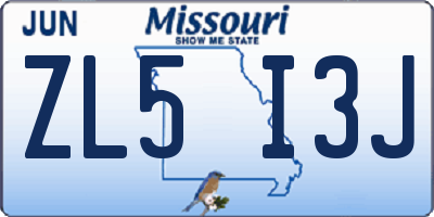 MO license plate ZL5I3J