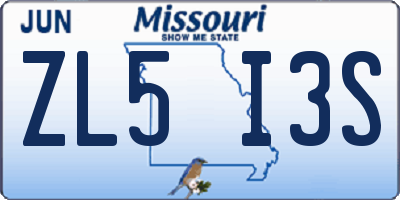 MO license plate ZL5I3S