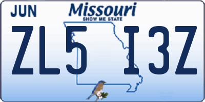 MO license plate ZL5I3Z