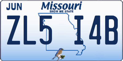 MO license plate ZL5I4B