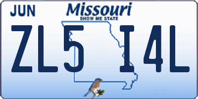 MO license plate ZL5I4L