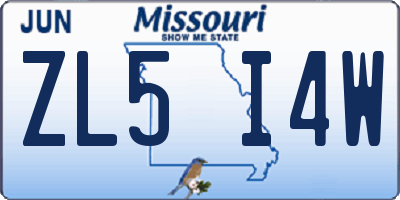 MO license plate ZL5I4W