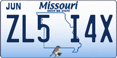 MO license plate ZL5I4X
