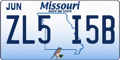 MO license plate ZL5I5B