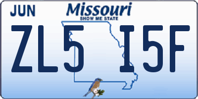 MO license plate ZL5I5F