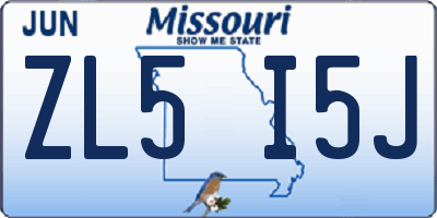 MO license plate ZL5I5J