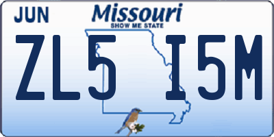 MO license plate ZL5I5M